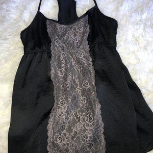 Black lace and silky flowy tank top